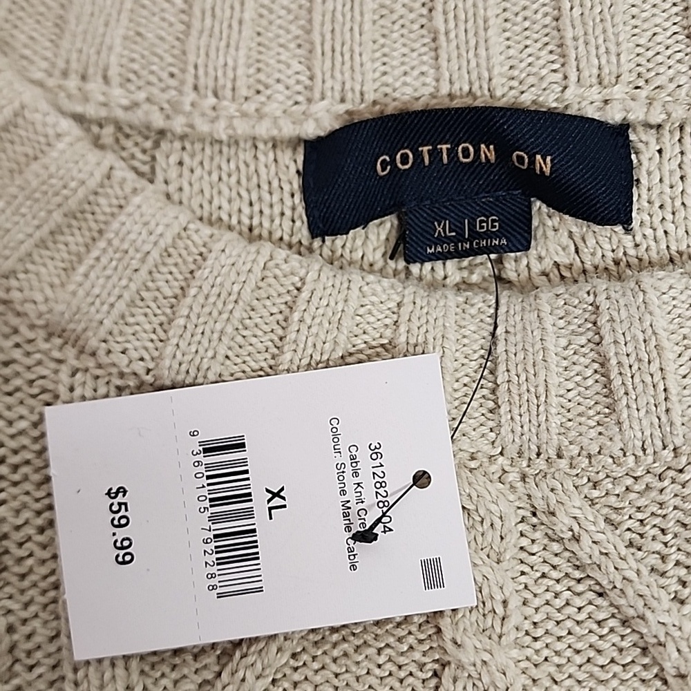 Cotton On Sz XL Cozy Classic Minimalist Cable Knit Sweater - Cream NWT - Picture 8 of 11